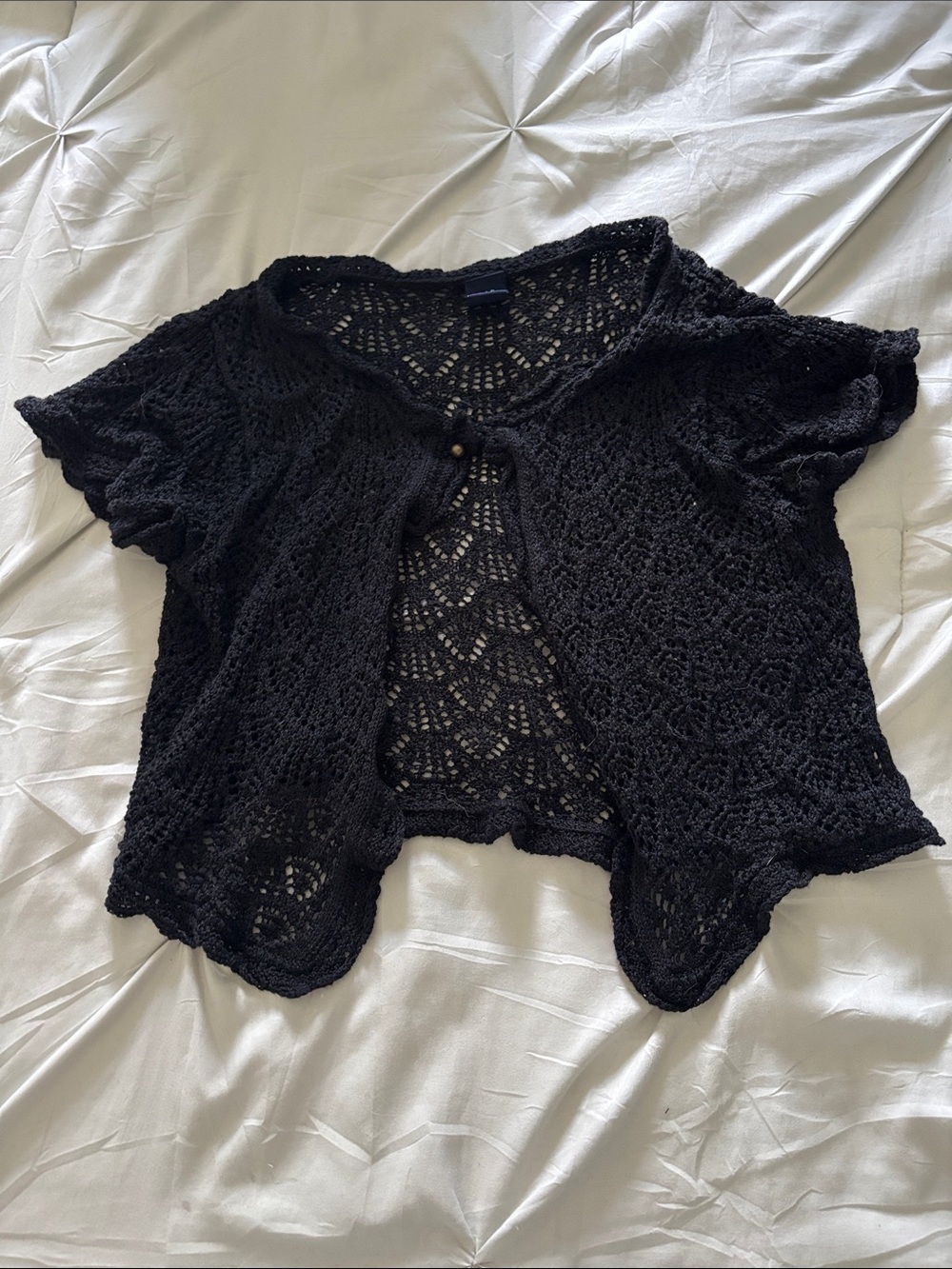 GAP Black Crochet Open-Front Women's Sweater Cardigan